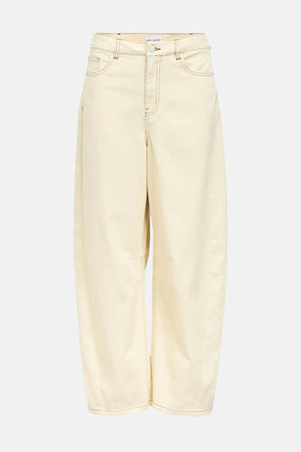 Beige jeans van OBJECT met wijde pijpen en donkere contrasterende stiksels.