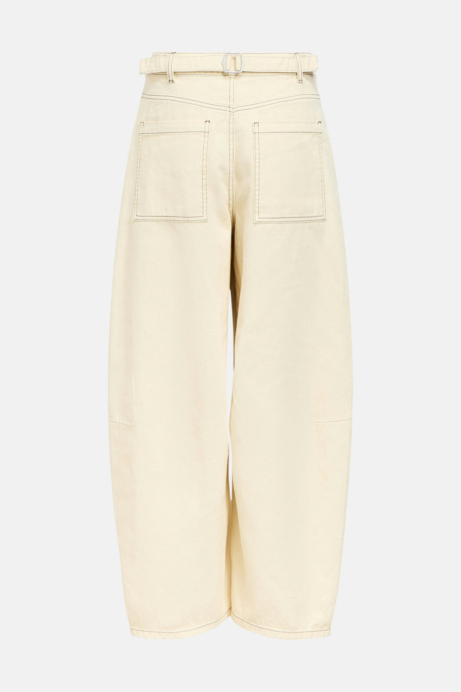 Beige wijde jeans van OBJECT, achterzijde met contrasterende stiksels, riem met gesp en opgestikte zakken.