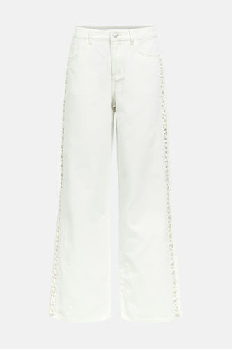 Witte gekleurde jeans van OBJECT met wijde pijpen en decoratieve veterdetails aan de zijkanten.