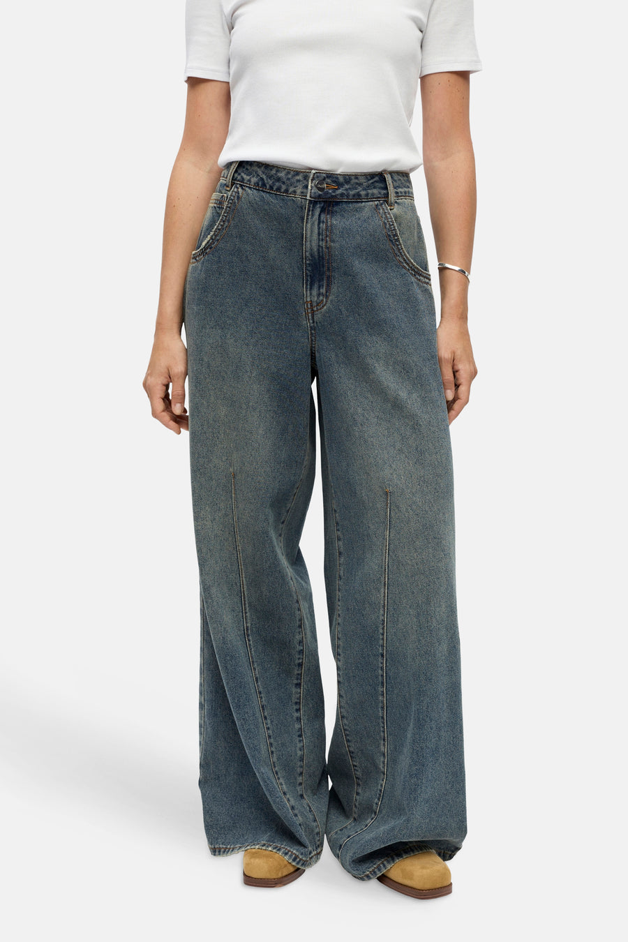 Jeans wide mid blue denim - OBJECT