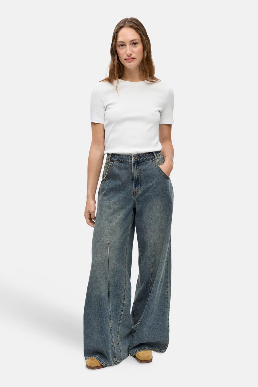 Jeans wide mid blue denim - OBJECT