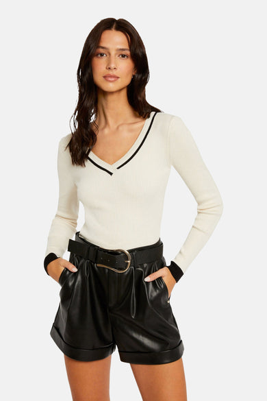 Pull col V Blanc - Morgan De Toi