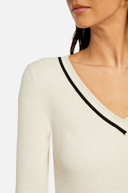 Pull met V-hals - Ecru