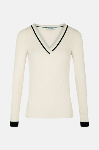 Pull met V-hals - Ecru - Morgan De Toi