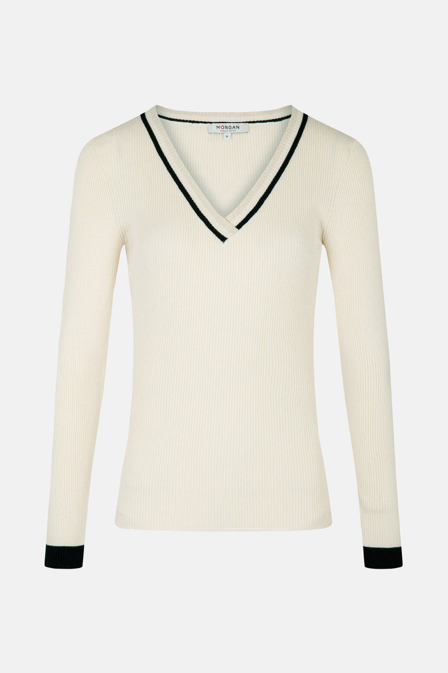 Pull met V-hals - Ecru - Morgan De Toi