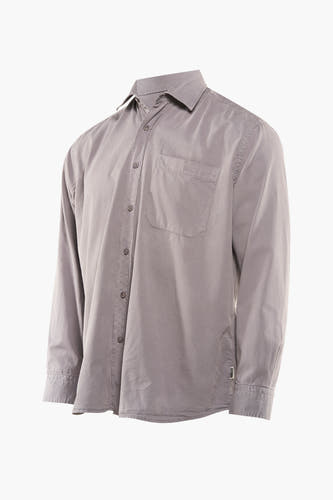 Grijs overhemd met lange mouwen van WOODBIRD, met een borstzak en knoopsluiting.