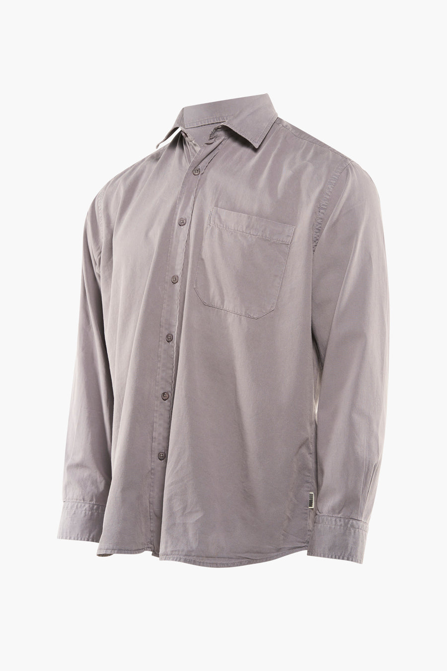 Grijs overhemd met lange mouwen van WOODBIRD, met een borstzak en knoopsluiting.