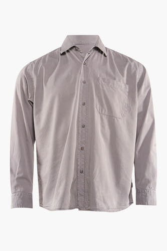 Grijs overhemd met lange mouwen van WOODBIRD, met een borstzak en knoopsluiting.
