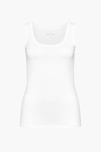 T-shirt blanc OPUS, un modèle de base sans manches avec une ligne d'épaule droite.