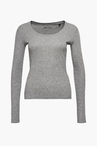 T-shirt gris à longues manches d'OPUS, tissu uni avec col rond.