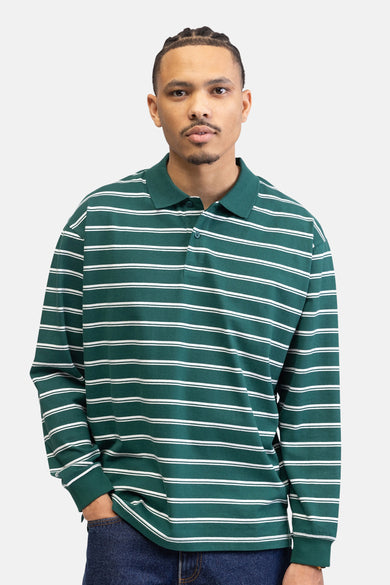 Polo verte à manches longues de couleur verte avec un motif rayé de REDEFINED REBEL.