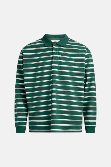 Polo verte à manches longues de couleur verte avec un motif rayé de REDEFINED REBEL.