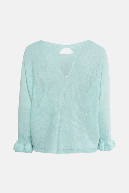 Pull met ronde hals - Turquoise