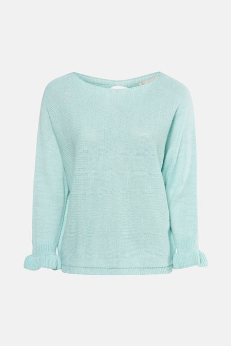 Pull met ronde hals - Turquoise
