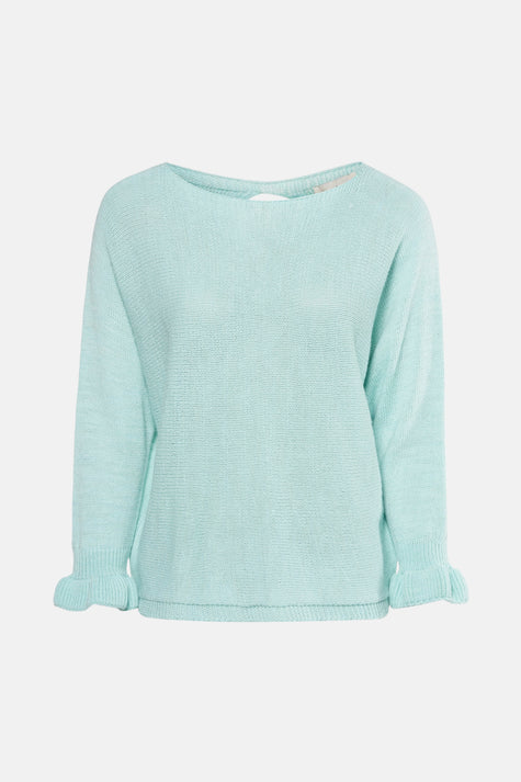 Pull met ronde hals - Turquoise