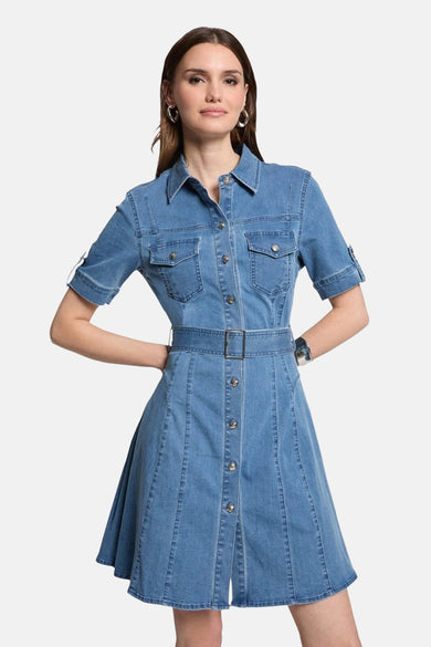 Kleedje met korte mouwen - Mid blue denim