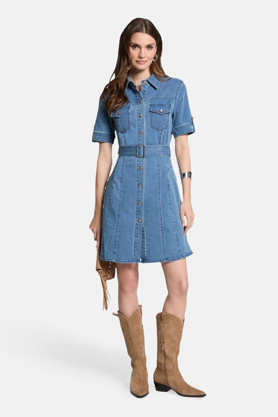 Kleedje met korte mouwen - Mid blue denim