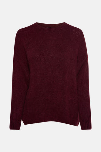 Sweat-shirt bordeaux avec col rond de Terra di Siena, texture tricotée.