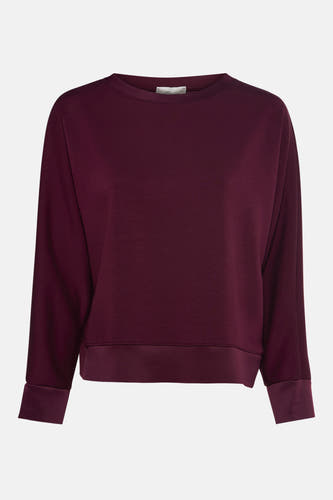 Bordeauxkleurige sweater met lange mouwen van Terra di Siena, met lange manchetten en rechte zoom.
