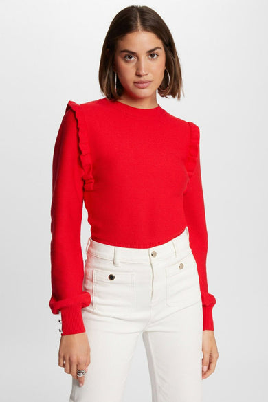 Pull met ronde hals - rood