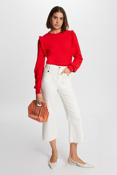 Pull met ronde hals - rood