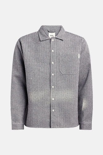 Chemise grise à manches longues de REDEFINED REBEL, dotée d'un motif géométrique subtil et d'une poche poitrine.