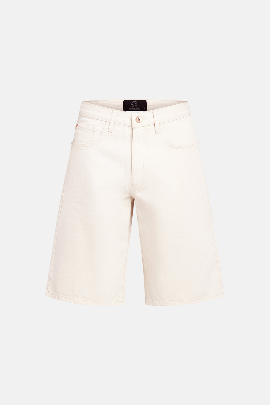 Ecru short van REDEFINED REBEL met wijde pijpen, knoopsluiting en merklabel.
