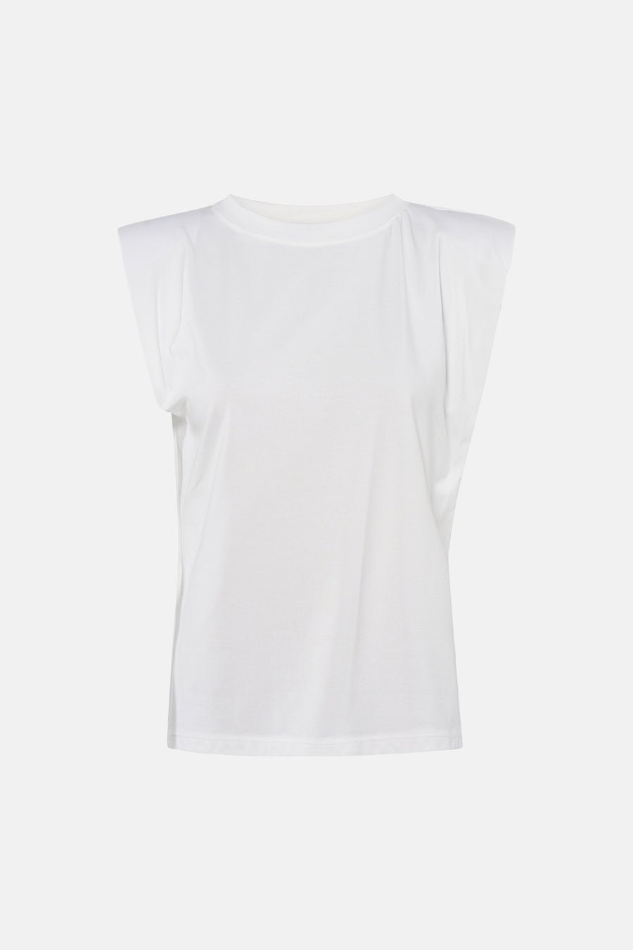 Witte mouwloze T-shirt van Terra di Siena, ronde hals, lichte textuur, front view