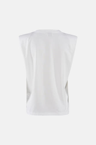 Witte mouwloze T-shirt van Terra di Siena, achterzijde, gladde stof, minimalistisch design