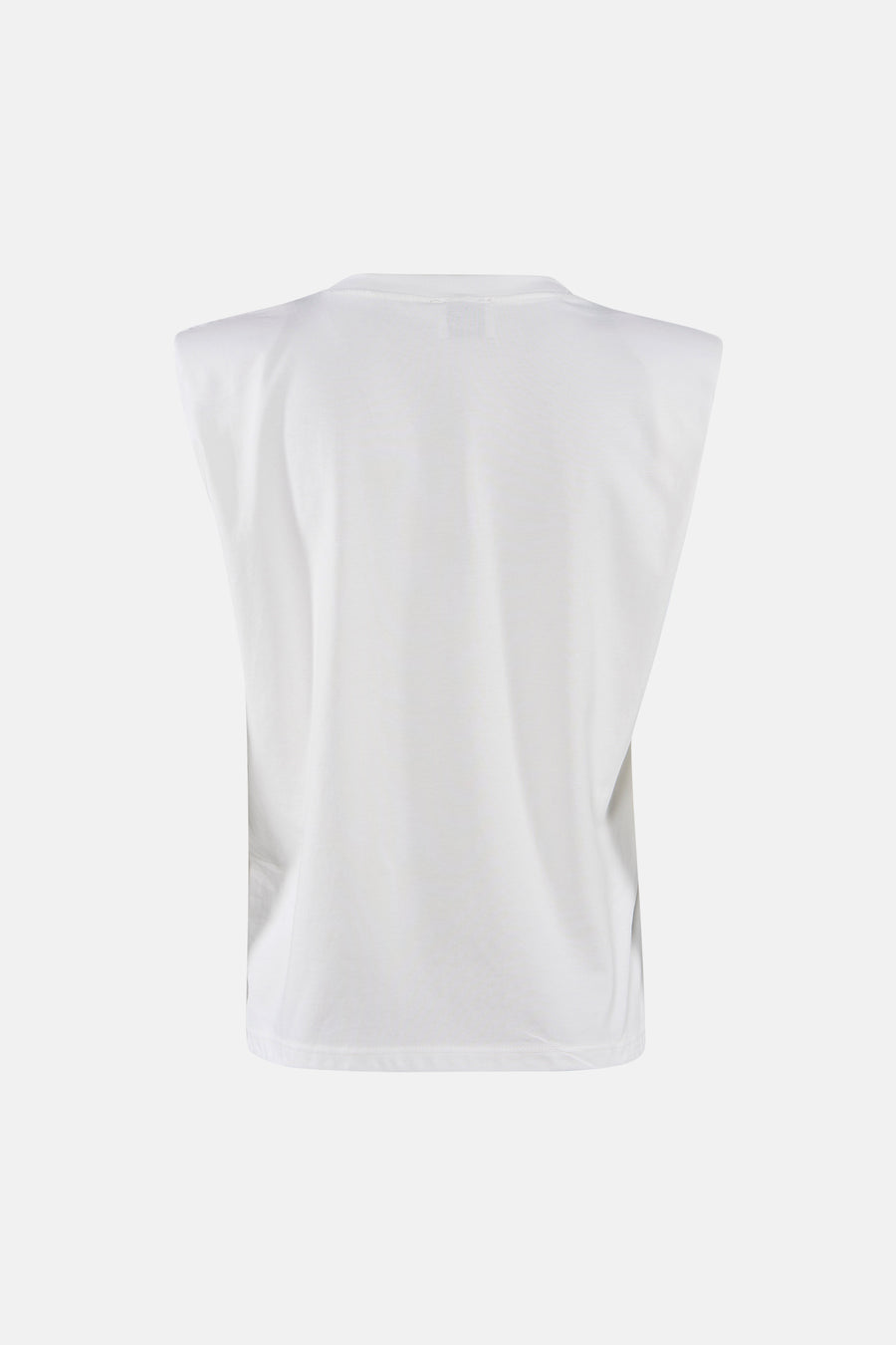 Witte mouwloze T-shirt van Terra di Siena, achterzijde, gladde stof, minimalistisch design