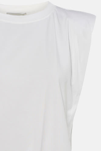 Witte korte mouwen t-shirt van Terra di Siena, close-up van bovenkant met ronde hals en fijne stofstructuur