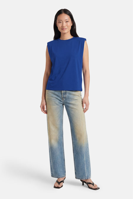 Top (korte mouwen) blauw - Terra di Siena
