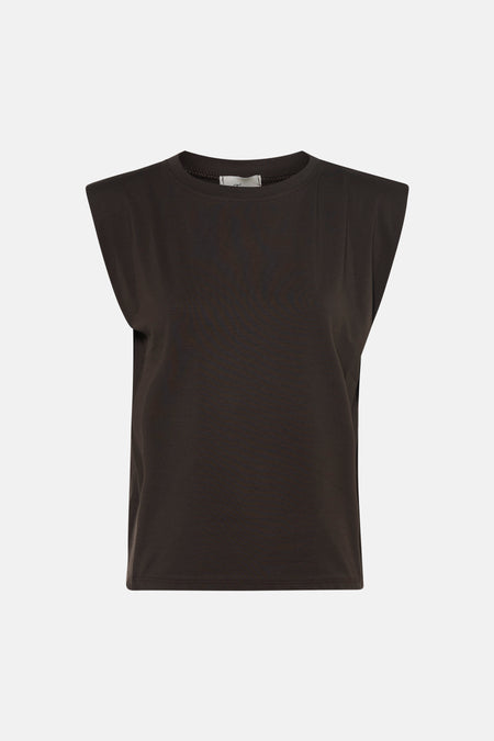 Bruine korte mouwen t-shirt van Terra di Siena, ronde hals, gladde stof, front view