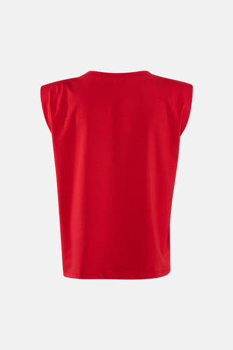 Rode korte mouwen t-shirt van Terra di Siena, achterzijde, gladde stof, eenvoudig design