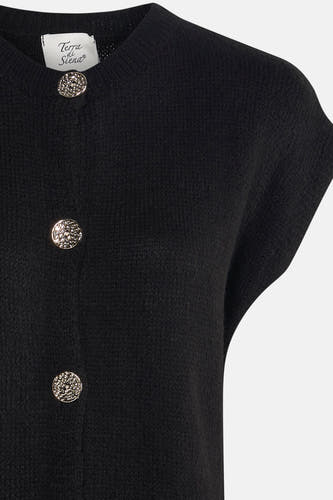 Zwarte cardigan van Terra di Siena met zilverkleurige knopen.