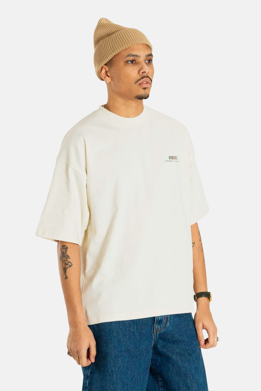 T-shirt met korte mouwen - ecru - WOODBIRD