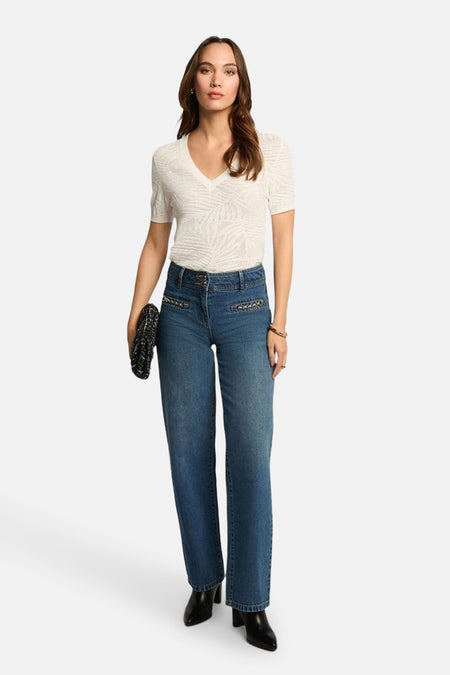 Pull à col en V - blanc