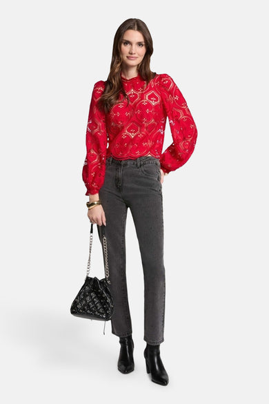 Blouse à manches longues - rouge