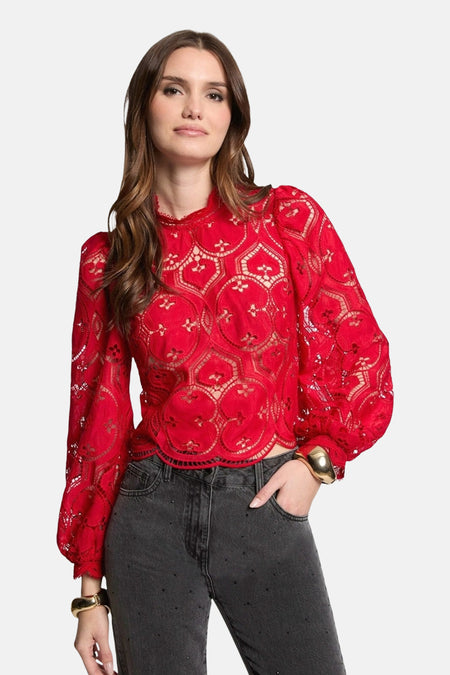Blouse met lange mouwen - rood