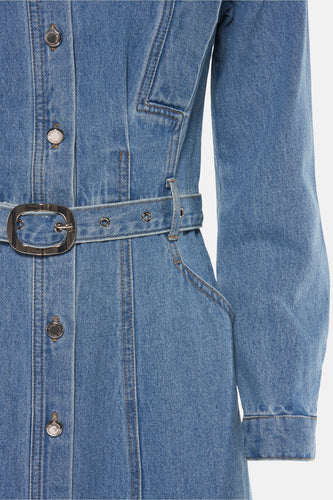 Kleedje met lange mouwen - mid blue denim - Morgan De Toi