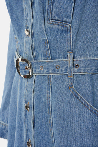 Kleedje met lange mouwen - mid blue denim - Morgan De Toi