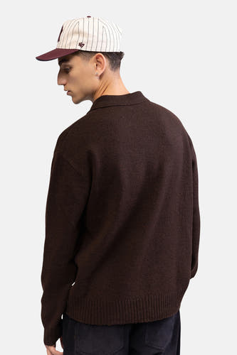 Pull col V - brun