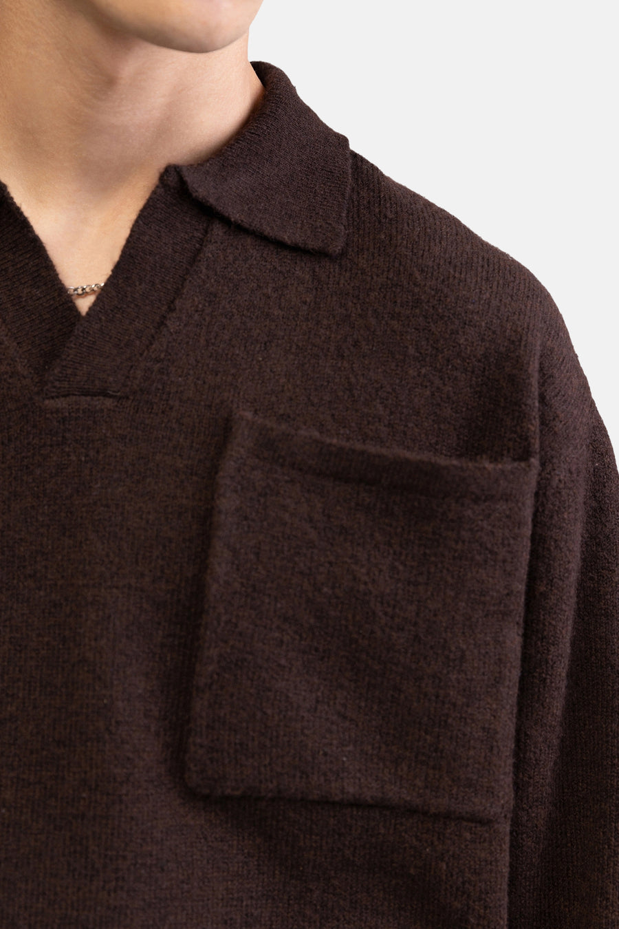 Pull col V - brun