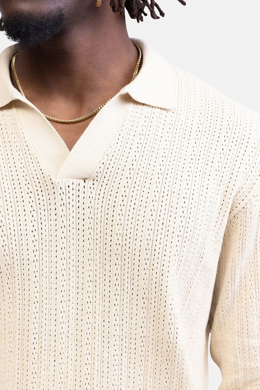 Pull col V - écru