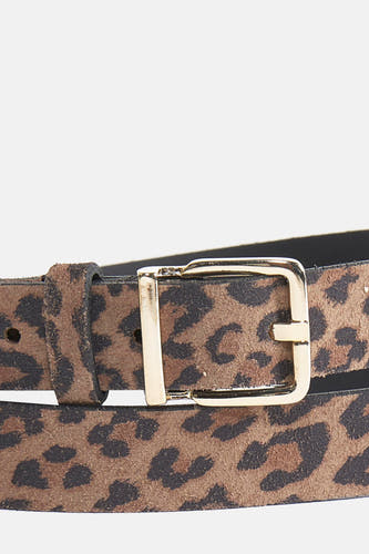 Ceinture brune de Legend, avec un imprimé léopard et une boucle dorée.