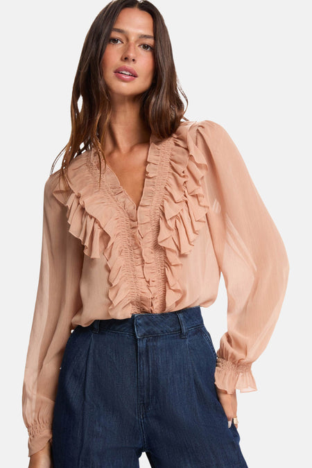 Blouse met lange mouwen - beige