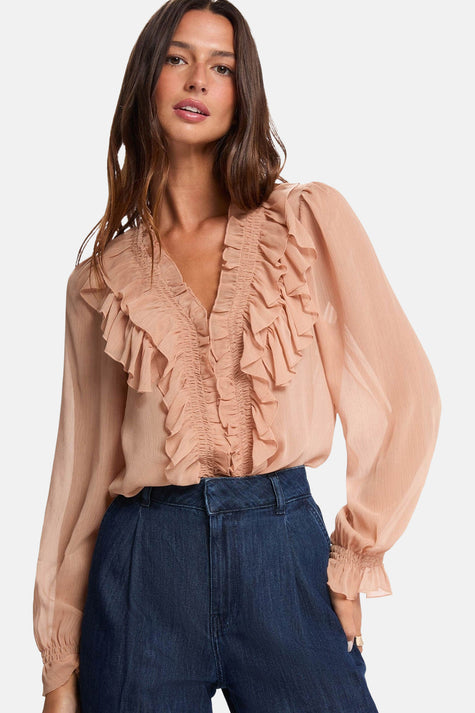 Blouse à manches longues - beige