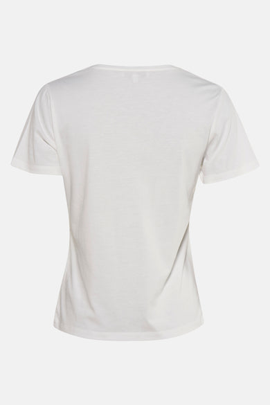 Wit T-shirt met korte mouwen van Morgan De Toi, effen kleur en een eenvoudige halslijn aan de achterkant.

