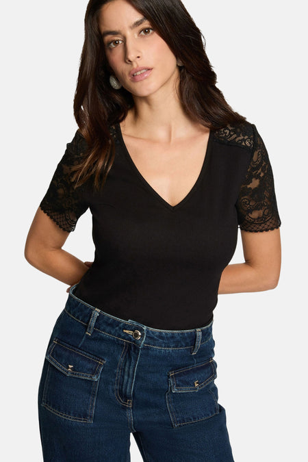 Top (korte mouwen) zwart - Morgan De Toi
