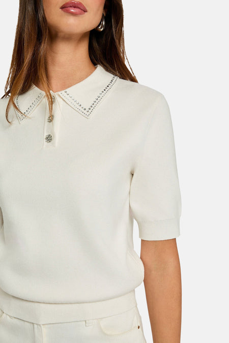 Pull met ronde hals - wit